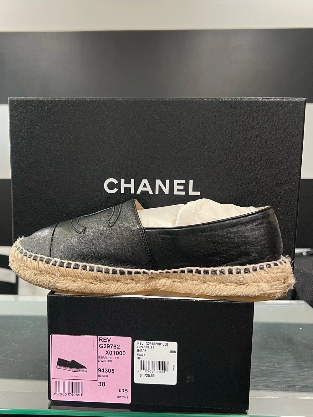 CHANEL Black Leather Espadrille Loafer - Women’s - Picture 1 of 9